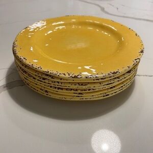 Tommy Bahama Crackled Rustic Yellow Melamine 11” Dinner Plates Set of 8